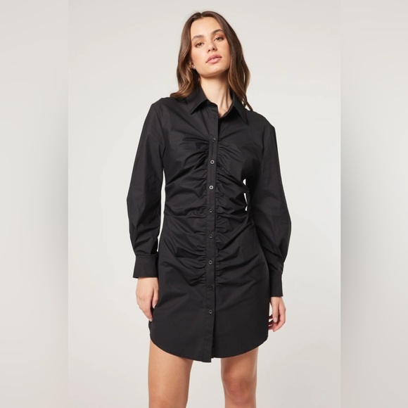 Elliatt Mirabel Mini Shirt Dress in Black - Picture 1 of 11